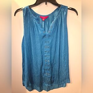 Jennifer Lopez Teal Blue Sleeveless Eyelet Front Camisole